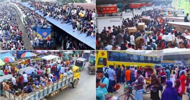 ঈদযাত্রায় ঘরমুখো মানুষের ঢল