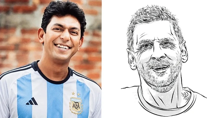 মেসির ছবি এঁকে প্রশংসায় ভাসছেন চঞ্চল চৌধুরী