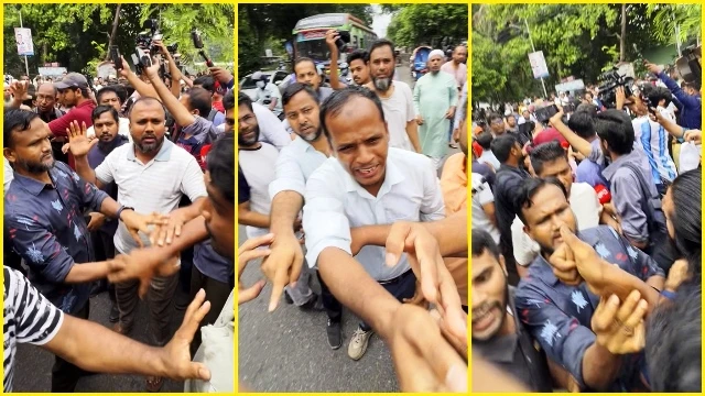 রাজধানীর ধানমন্ডি ৩২ নম্বরে সাংবাদিকদের ওপর হামলা